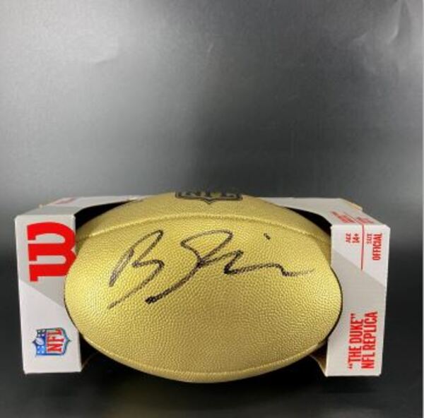 NFL - Chargers Brenden Rice Signed Gold Composite Football