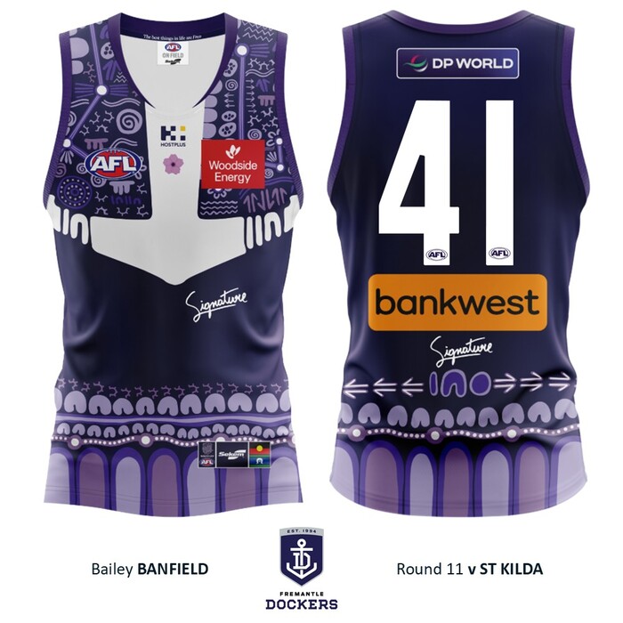 Photo of Bailey Banfield #41 Walyalup 2026 Indigenous Home Guernsey
