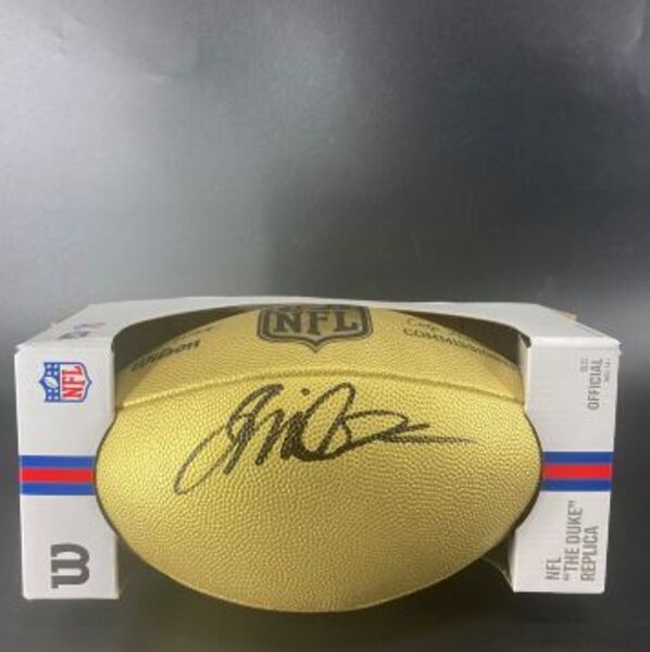 NFL - Seahawks Jalen Milroe Signed Gold Composite Football