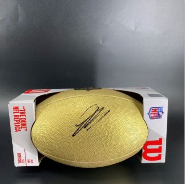 NFL - Bengals Jermaine Burton Signed Gold Composite Football