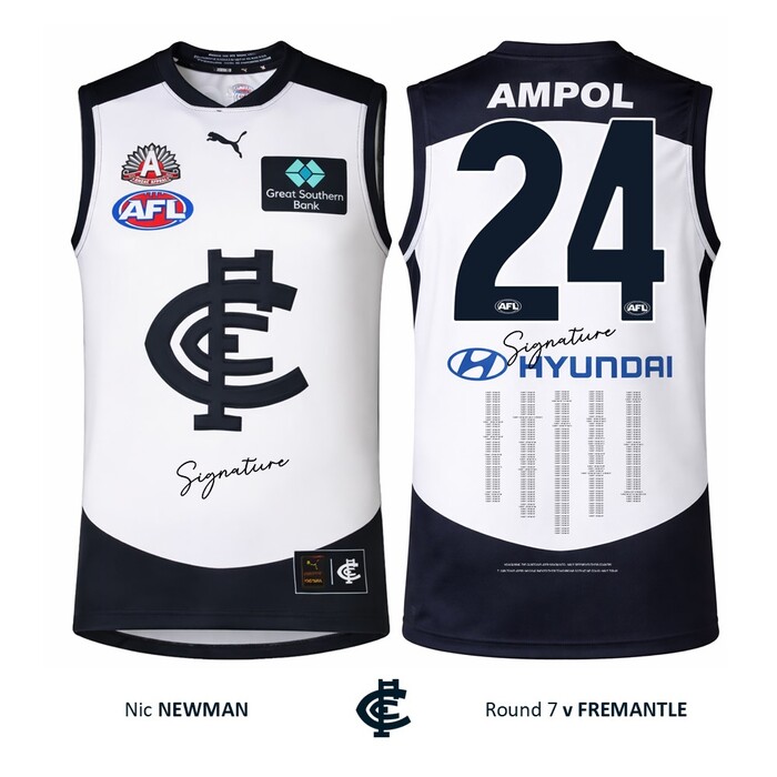 Photo of Nic Newman #24 Carlton 2026 ANZAC Day Match Guernsey