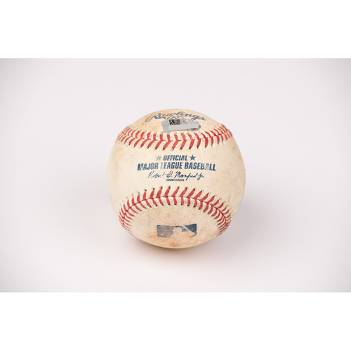 Photo of Game Used Baseball: Pitcher: Lance McCullers, Batter: David Fletcher - Single - Bot 3 - 7-31-2020 vs. HOU