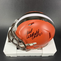 HOF - Browns Paul Warfield Signed Mini Helmet with HOF 83 Inscription