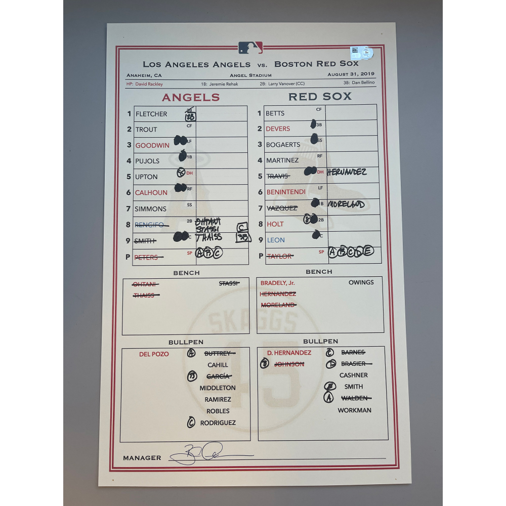 Replica Lineup Card Replica Lineup Card - Mike Trout 200th Career Stolen Base, Youngest ...