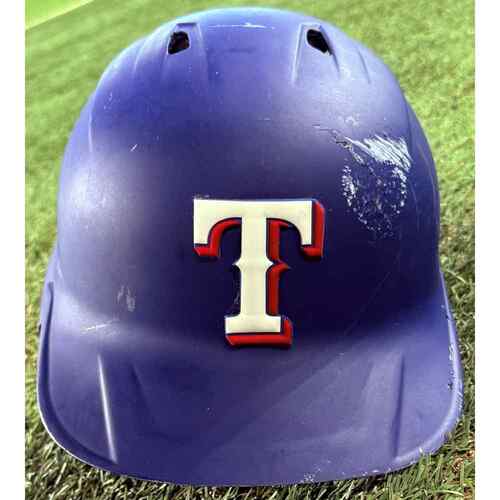 Photo of Jonah Heim #28 Game-Used Texas Rangers 2025 Blue Batting Helmet (MLB AUTHENTICATED)