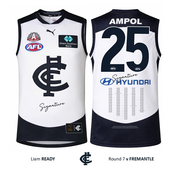 Photo of Liam Reidy #25 Carlton 2026 ANZAC Day Match Guernsey