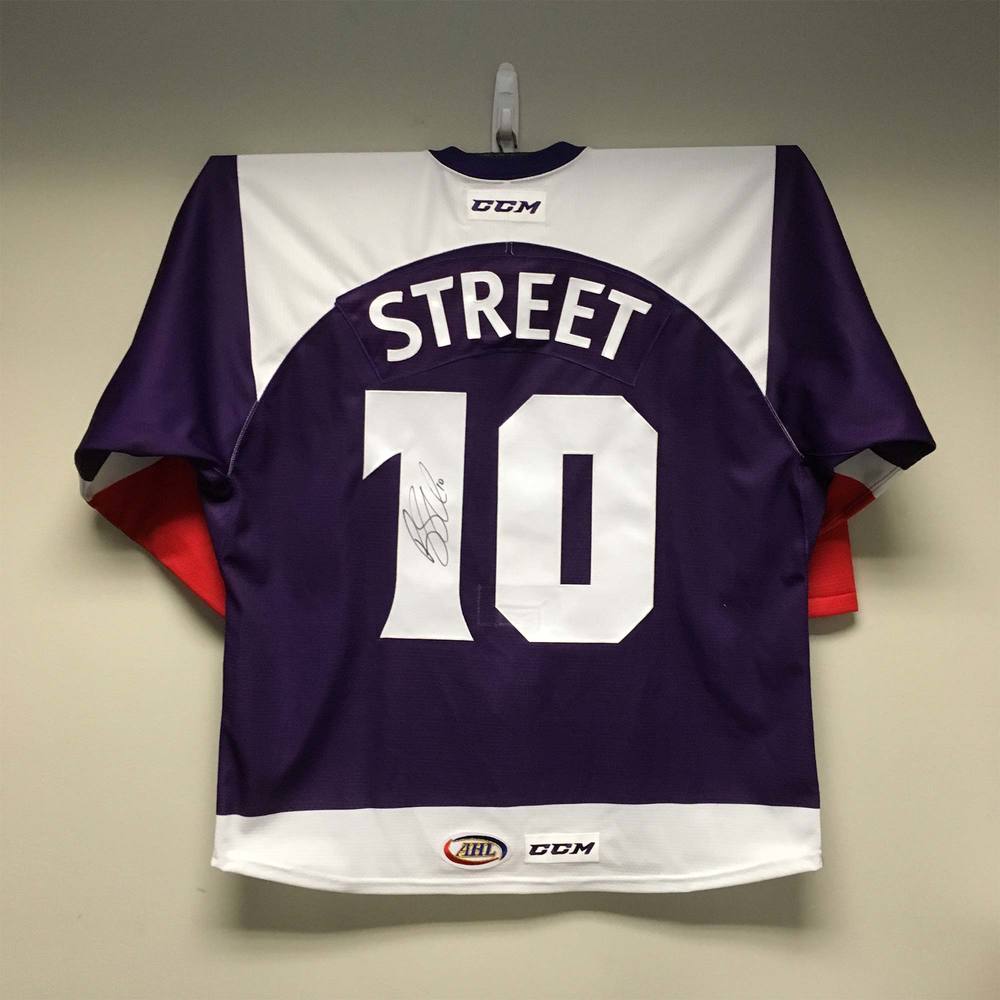 AHL Authentic Grand Rapids Griffins Purple Jersey Worn and Signed by 10 Ben Street