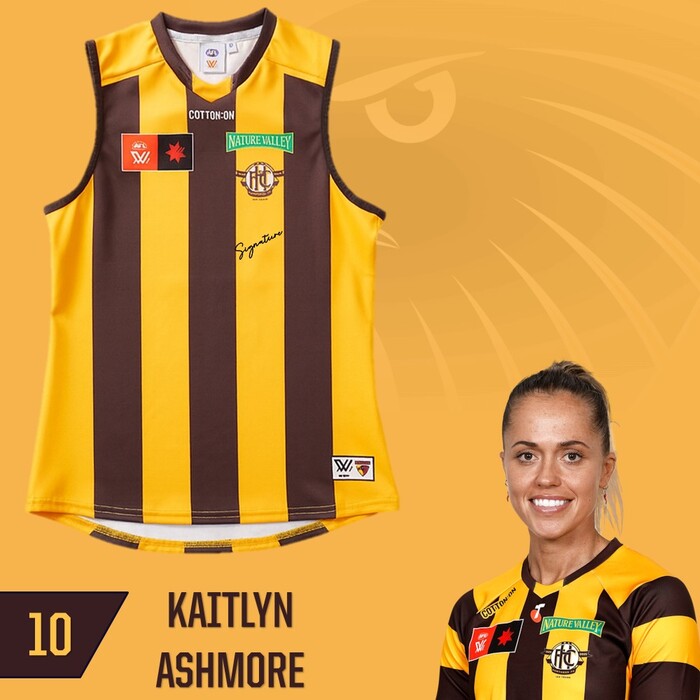 Photo of Kaitlyn Ashmore #10 Hawthorn 2025 Semi-Final Player-Issue Guernsey