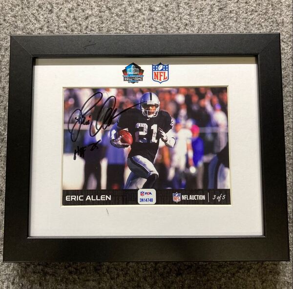 HOF - Raiders Eric Allen NFL Auction Exclusive Signed 5x7 Framed Photo I...