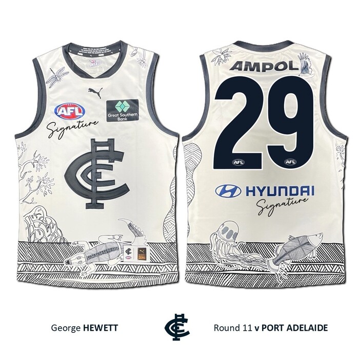 Photo of George Hewett #29 Carlton 2026 Indigenous Clash Guernsey
