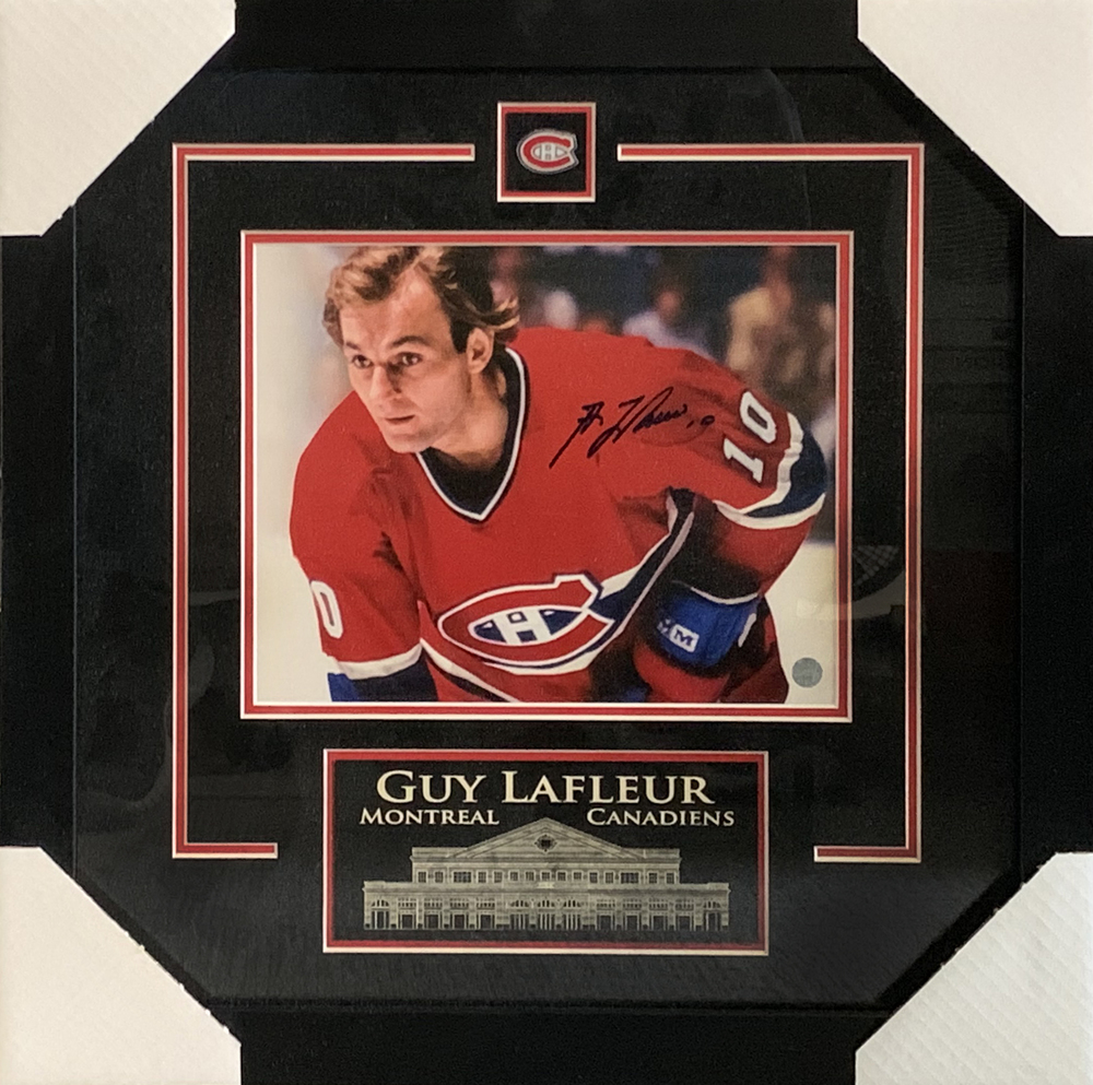 Guy Lafleur Montreal Canadiens Signed Framed 8x10 Close-Up Photo with Etched Mat