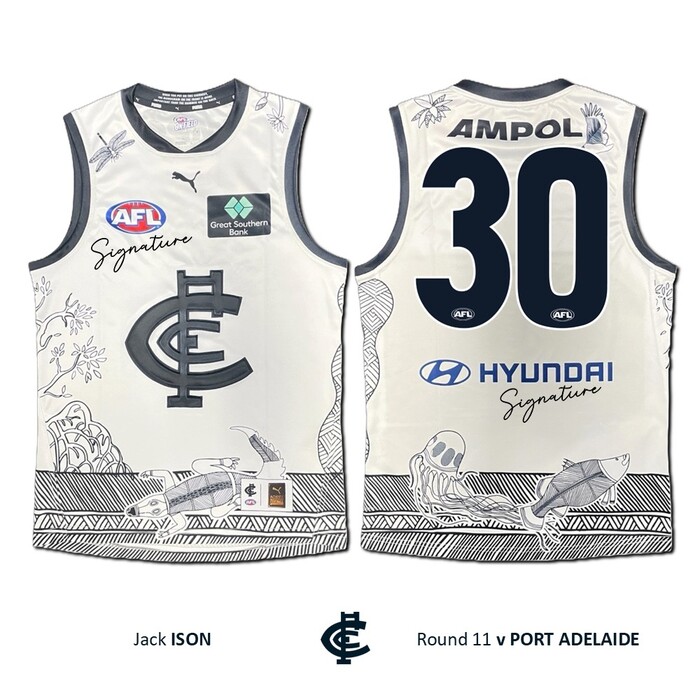 Photo of Jack Ison #30 Carlton 2026 Indigenous Clash Guernsey