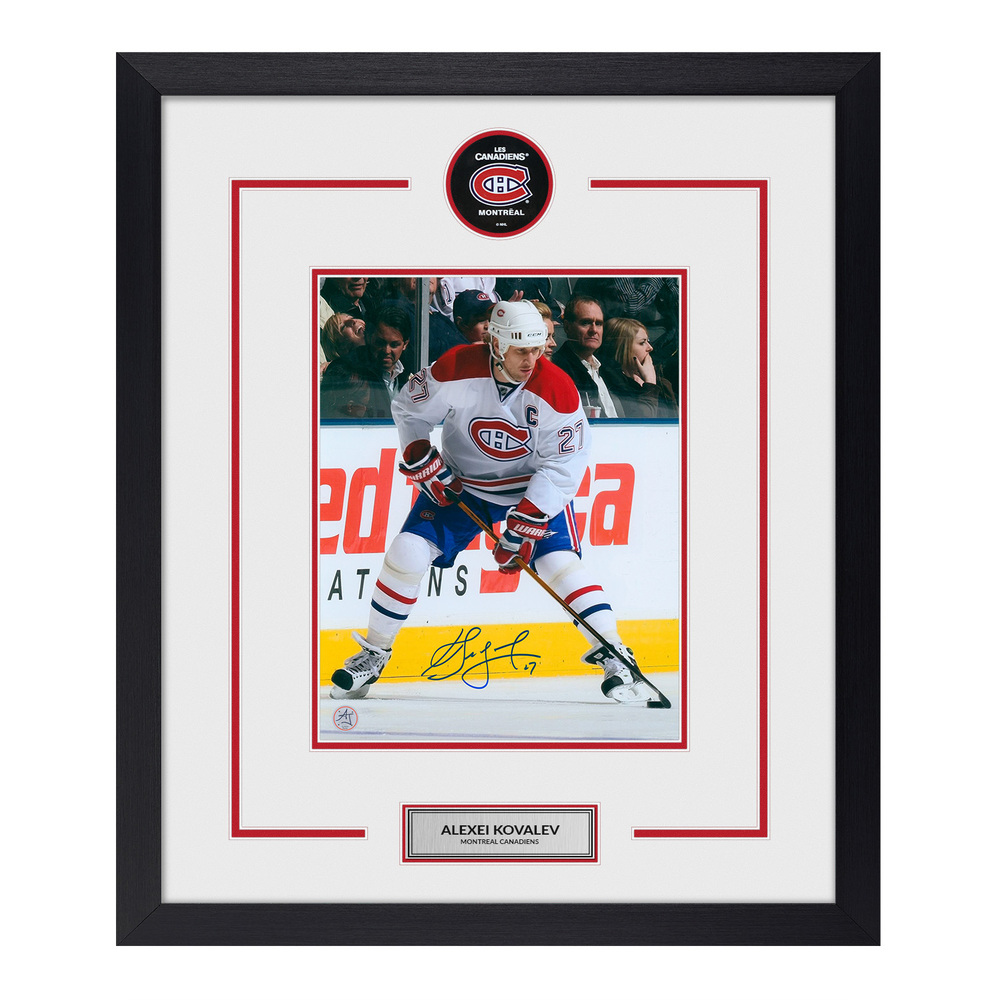 Alexei Kovalev Autographed Montreal Canadiens Puck Logo 23x27 Frame