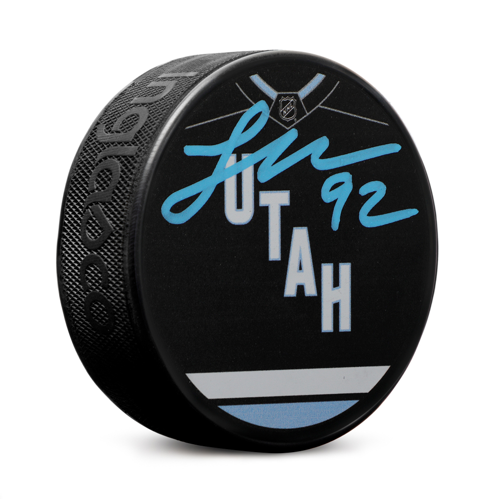 Logan Cooley Autographed Utah Hockey Club Stitch Design Puck
