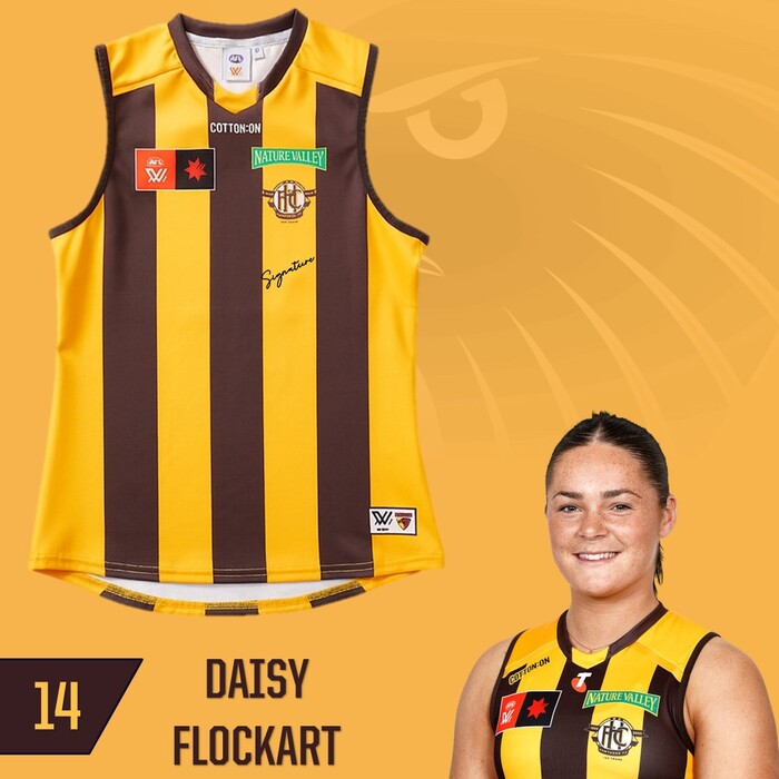 Photo of Daisy Flockart #14 Hawthorn 2025 Semi-Final Match-Worn Guernsey