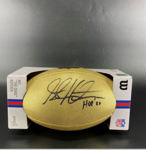 HOF - Vikings Steve Hutchinson Signed Gold Composite Football