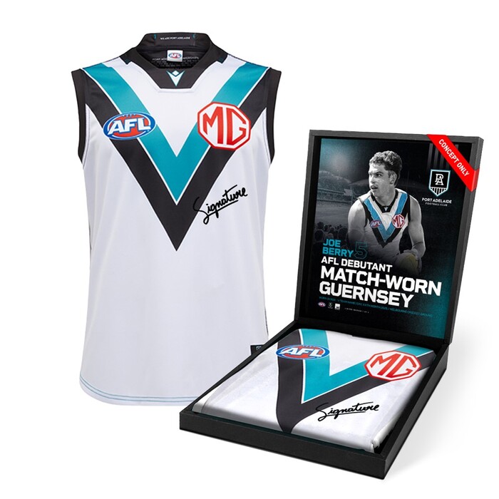 Photo of Joe Berry Signed AFL Debut Match Worn Guernsey