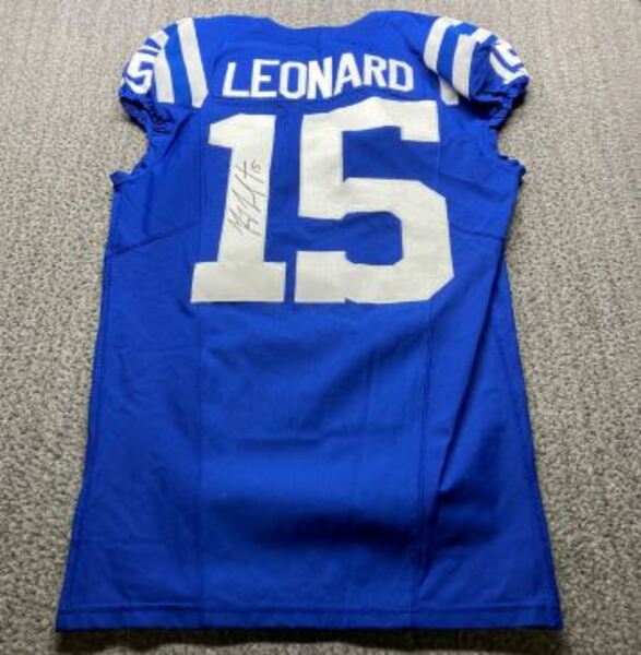 Crucial Catch - Colts Riley Leonard Signed Game Issued Jersey Size 42 Wi...