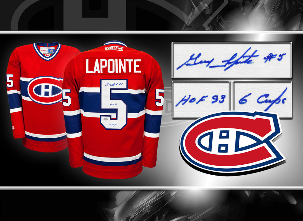 Guy Lapointe Montreal Canadiens HOF 6 CUPS Autographed Jersey