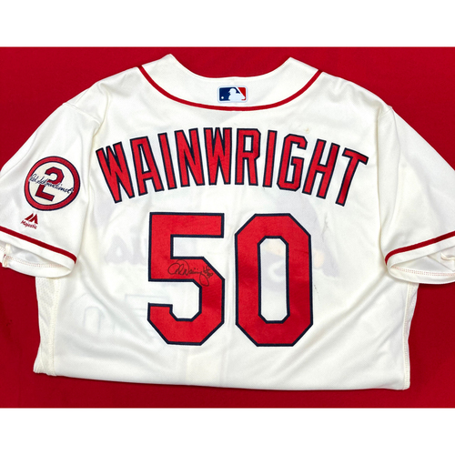 Adam Wainwright Autographed Team Issued Home Alternate Jersey w/ Red Patch (Size 46)
