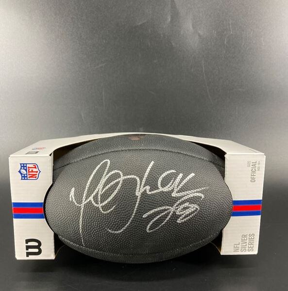 HOF - Rams Marshall Faulk Signed Black Football With Metallic Rams Logo