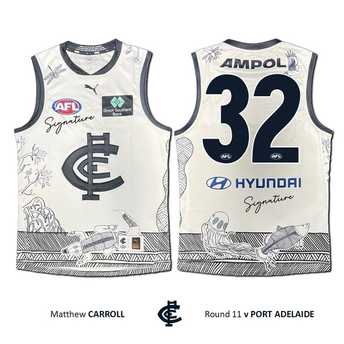 Photo of Matthew Carroll #32 Carlton 2026 Indigenous Clash Guernsey