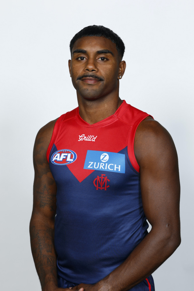 2025 Melbourne Demons Retro Gather Round Blue Guernsey - Kysaiah Pickett #36