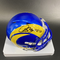 HOF - Rams Isaac Bruce Signed Mini Helmet with HOF 20 Inscription