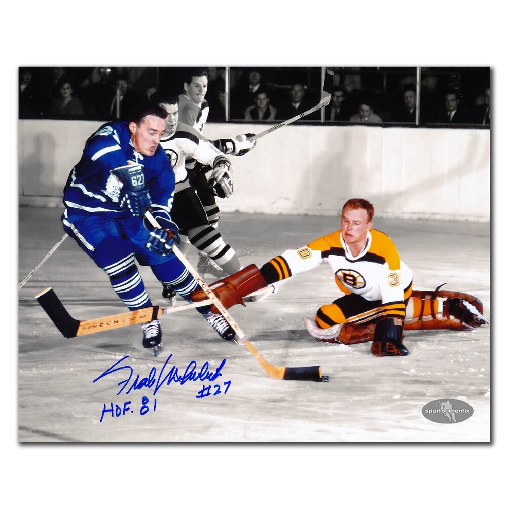 Frank Mahovlich Toronto Maple Leafs vs Cheevers Autographed 8x10