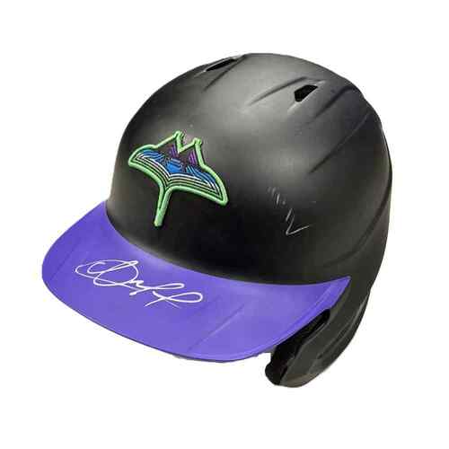 Photo of Game Used Autographed City Connect Batting Helmet: Christopher Morel - August 17, 2024 v ARZ