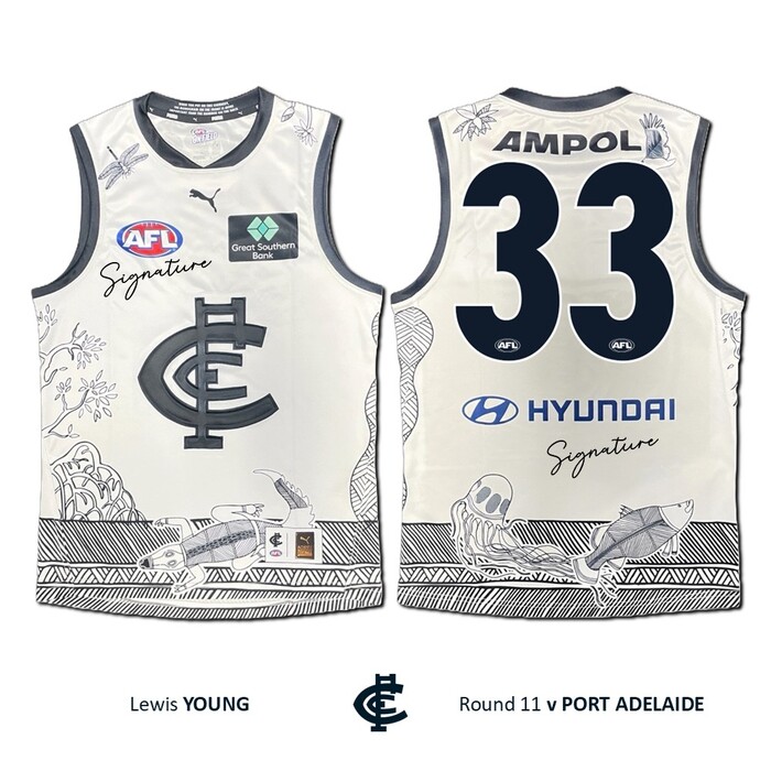 Photo of Lewis Young #33 Carlton 2026 Indigenous Clash Guernsey
