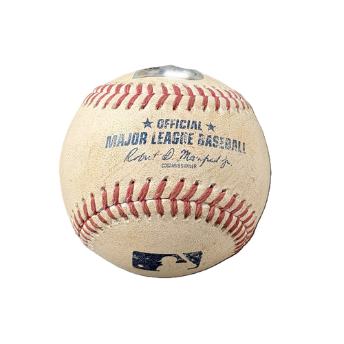 Photo of Game Used Baseball: Cody Bellinger single off Drew Rasmussen - Jasson Dominguez steals 2nd base - Top 3 - July 9, 2026 v NYY
