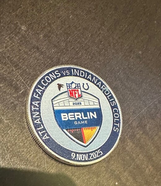 Berlin Game Used Flip Coin - Colts vs Falcons - Overtime Game - 11.9.25 ...