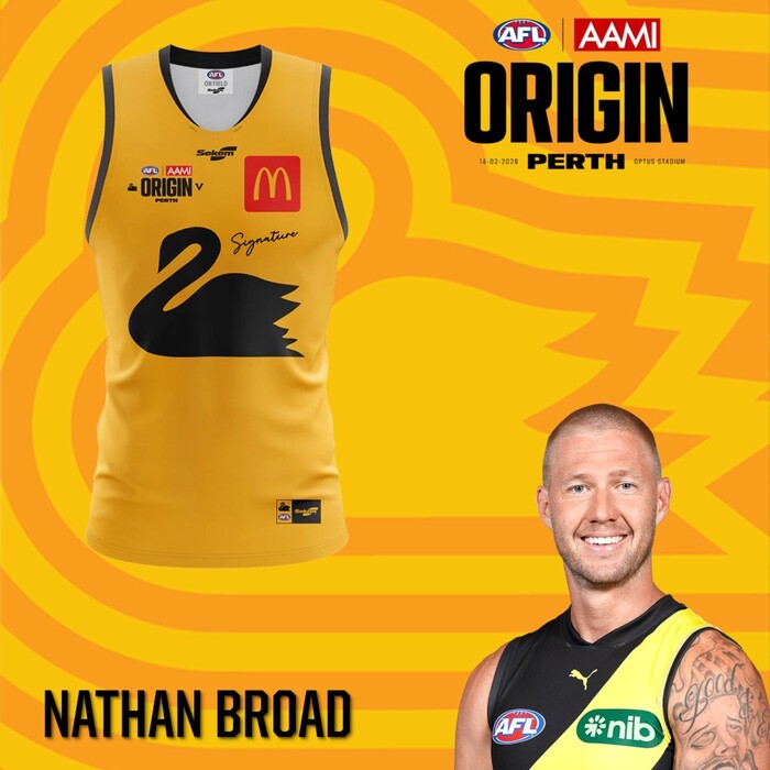 Photo of Nathan Broad 2026 WA AFL Origin Guernsey