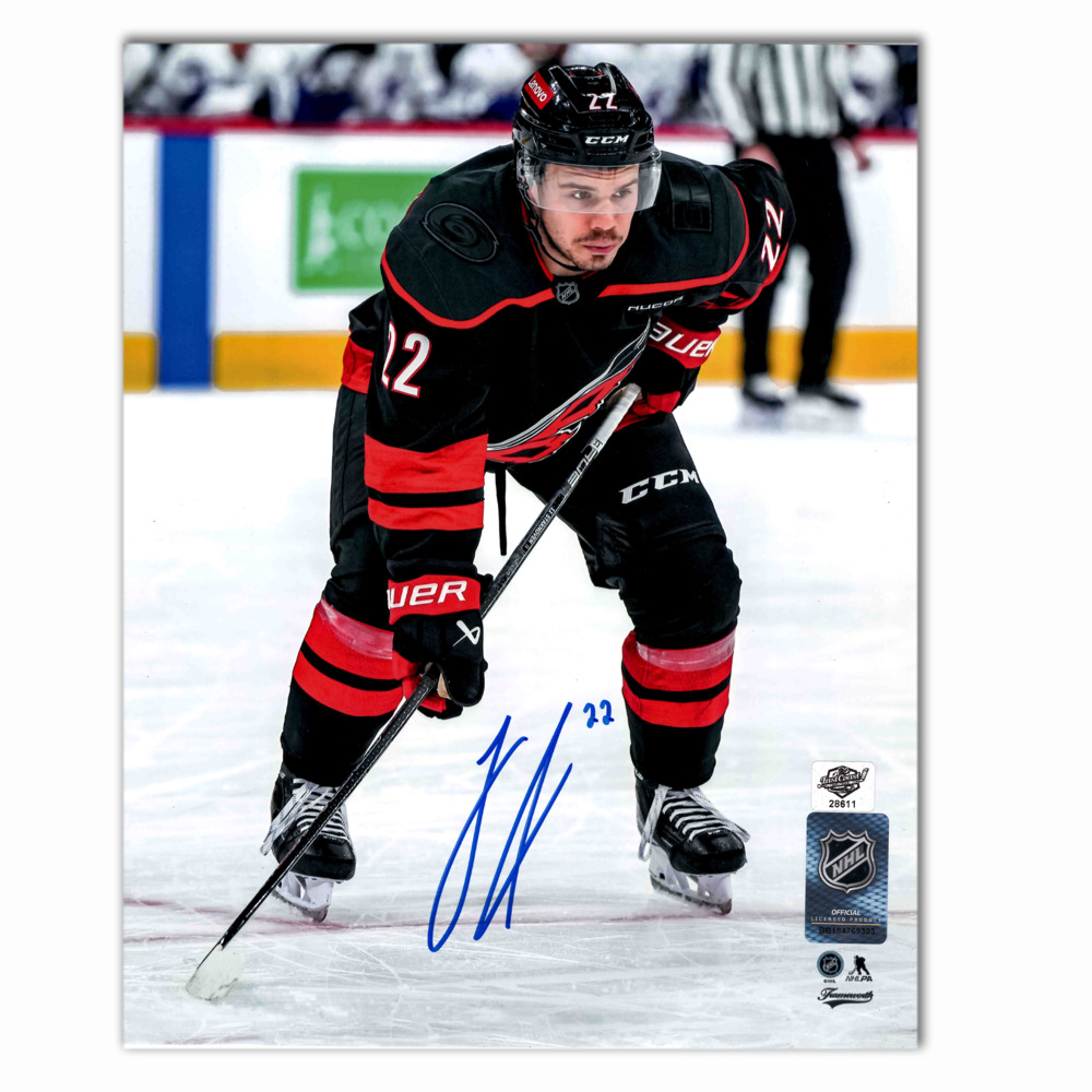 Logan Stankoven Autographed Carolina Hurricanes Home 8x10 Photo