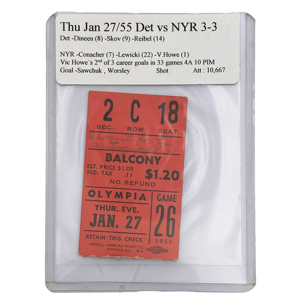 Detroit Red Wings 1954-55 Ticket Stub - Gordie vs. Vic Howe