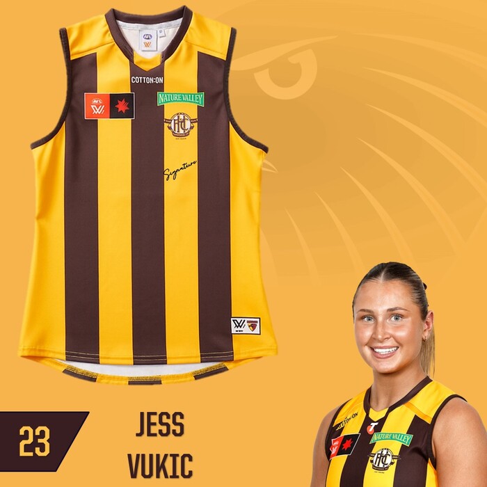 Photo of Jess Vukic #23 Hawthorn 2025 Semi-Final Match-Worn Guernsey