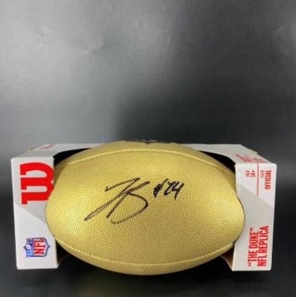 NFL - Panthers Jonathon Brooks Signed Gold Composite Football
