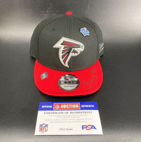 NFL - Falcons Zachariah Branch Signed Hat With 2026 Draft Pin