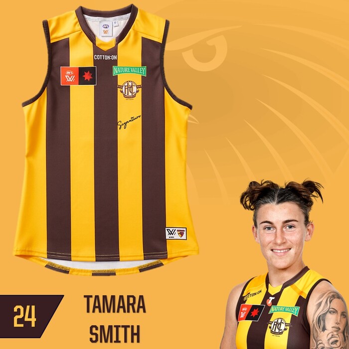 Photo of Tamara Smith #24 Hawthorn 2025 Semi-Final Match-Worn Guernsey