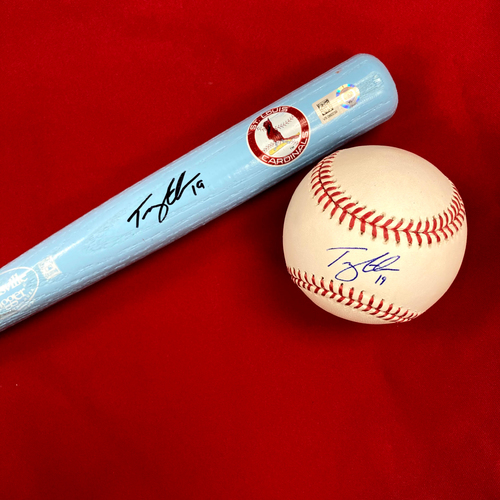 Tommy Edman Autographed Baseball and Mini Bat