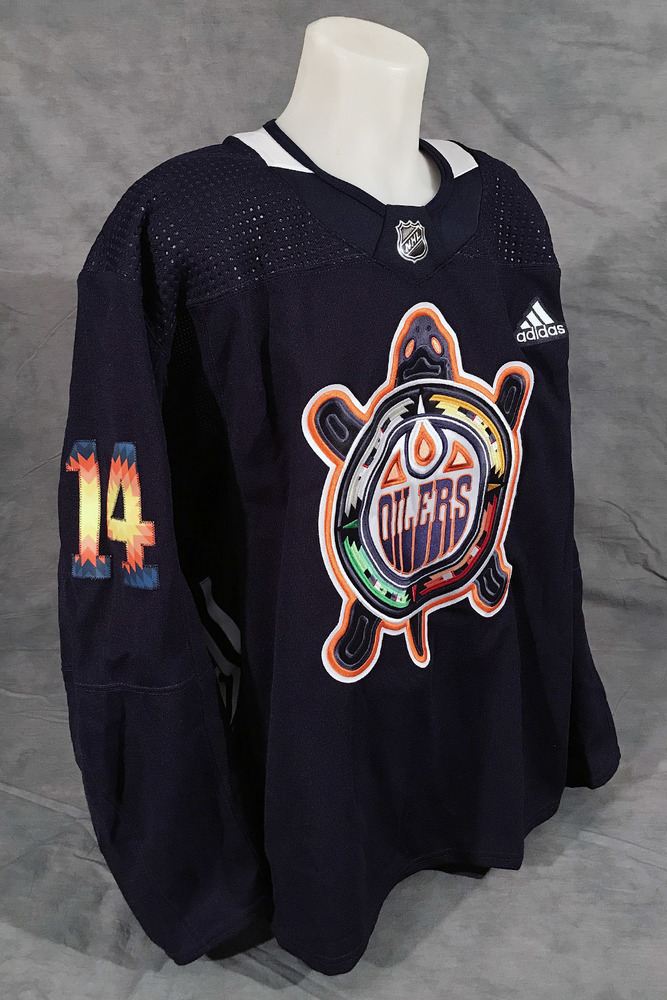 Mattias Ekholm 14 Autographed 202223 Edmonton Oilers PreGame Warm