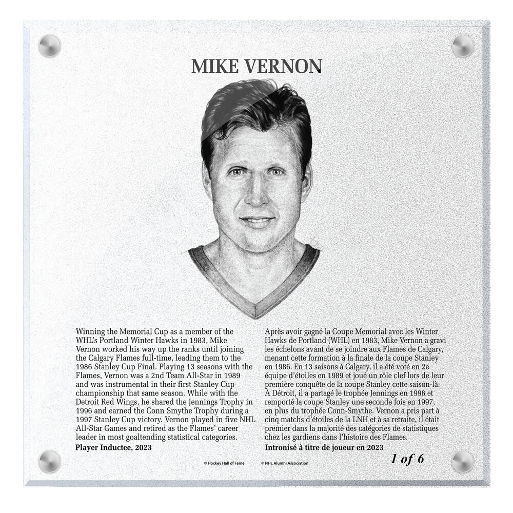 Mike Vernon Autographed Legends Line Honoured Member Plaque Limited Edition 2/6 NHL Auctions