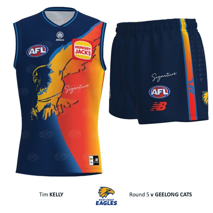 Photo of Tim Kelly #11 West Coast Eagles 2026 Gather Round Guernsey & Shorts