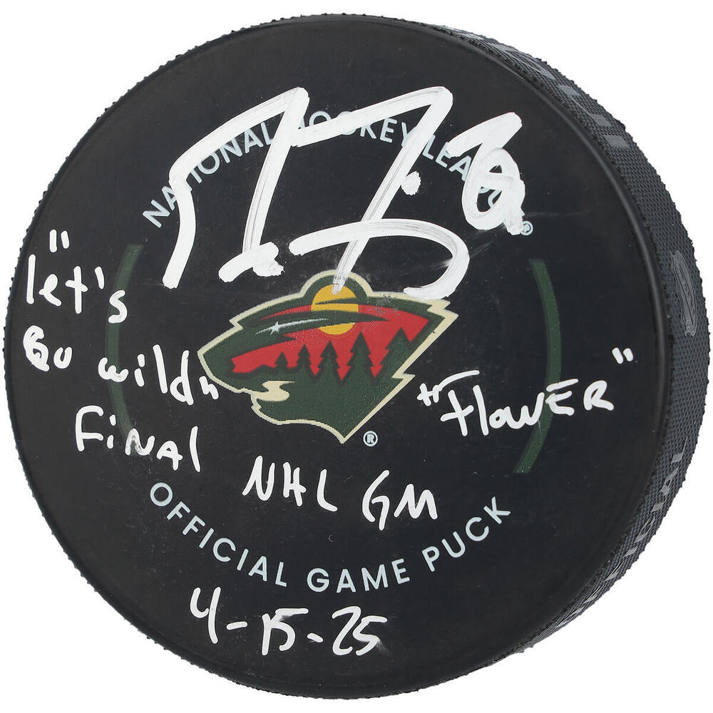 Marc-Andre Fleury Minnesota Wild Autographed Official Game Puck with Multiple Inscriptions