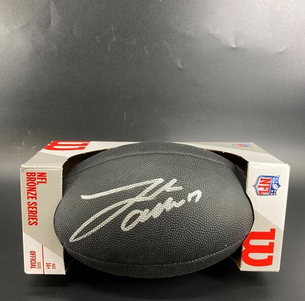 NFL - Bills Josh Allen Signed Black Football With Metallic Bills Logo