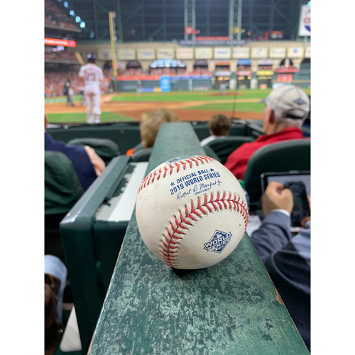 Game-Used Baseball: 2019 World Series - Game 1 : Pitcher - Gerrit Cole, Batter: Adam Eaton (Single to LF) - Top 3
