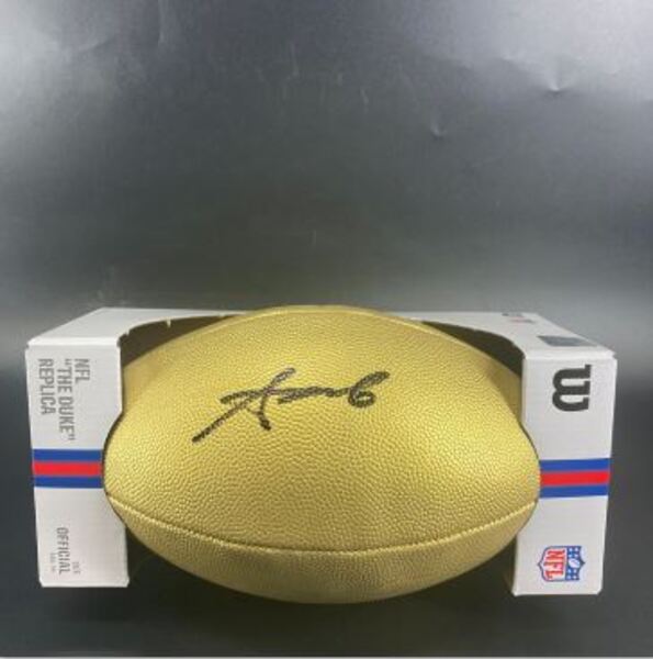 NFL - Panthers Tetairoa McMillan Signed Gold Composite Football