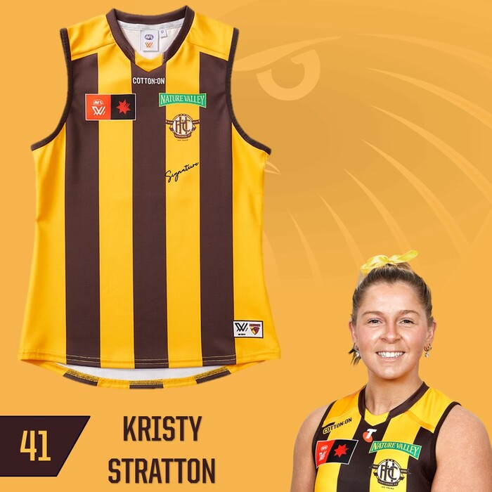 Photo of Kristy Stratton #41 Hawthorn 2025 Semi-Final Player-Issue Guernsey