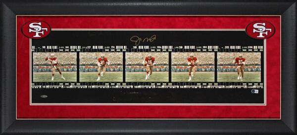 Joe Montana Signed San Francisco 49ers Framed Panoramic - Supporting the...